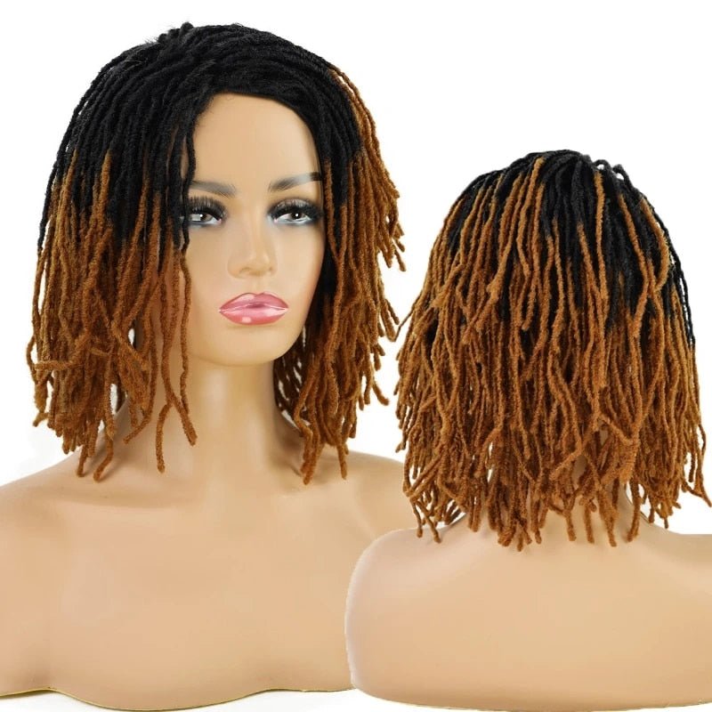 10" Braided Wigs Afro Bob Wig Synthetic Dreadlock Wigs Short Curly - Flexi Africa - Flexi Africa offers Free Delivery Worldwide - Vibrant African traditional clothing showcasing bold prints and intricate designs