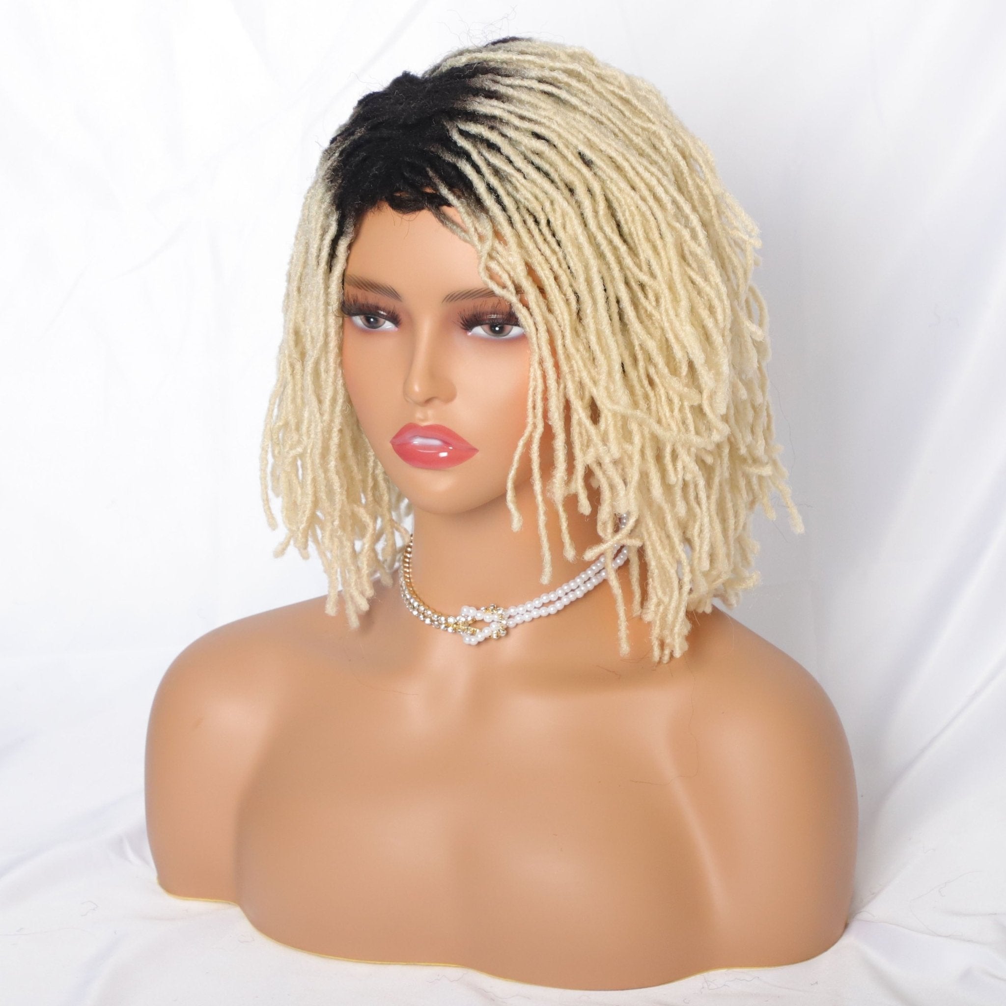 10" Braided Wigs Afro Bob Wig Synthetic Dreadlock Wigs Short Curly - Flexi Africa - Flexi Africa offers Free Delivery Worldwide - Vibrant African traditional clothing showcasing bold prints and intricate designs