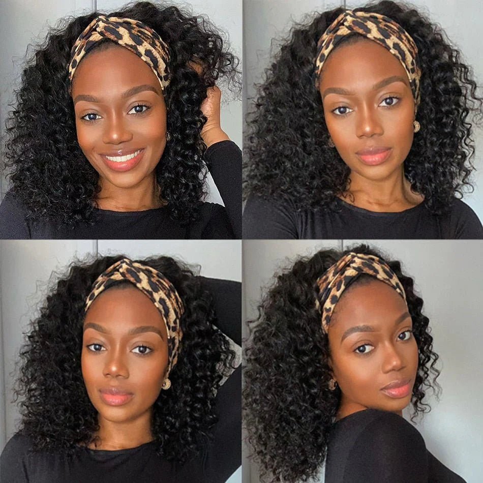 100% Human Hair Afro Kinky Curly Headband Wig with 200 Density - Free Delivery Worldwide only at Flexi Africa