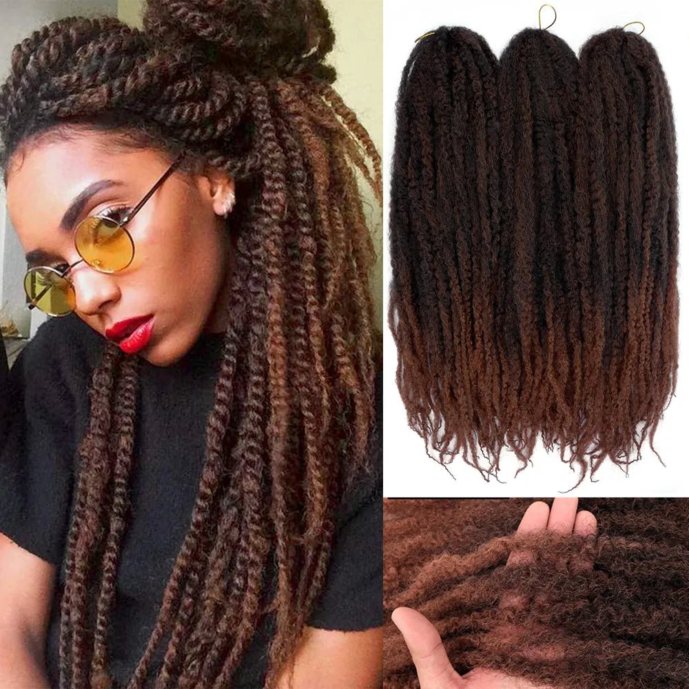 24" Marley Hair For Braids Afro Kinky Marley Braid Hair Synthetic Ombre Braiding Hair Extensions Easy Braid - Flexi Africa - Flexi Africa offers Free Delivery Worldwide - Vibrant African traditional clothing showcasing bold prints and intricate designs