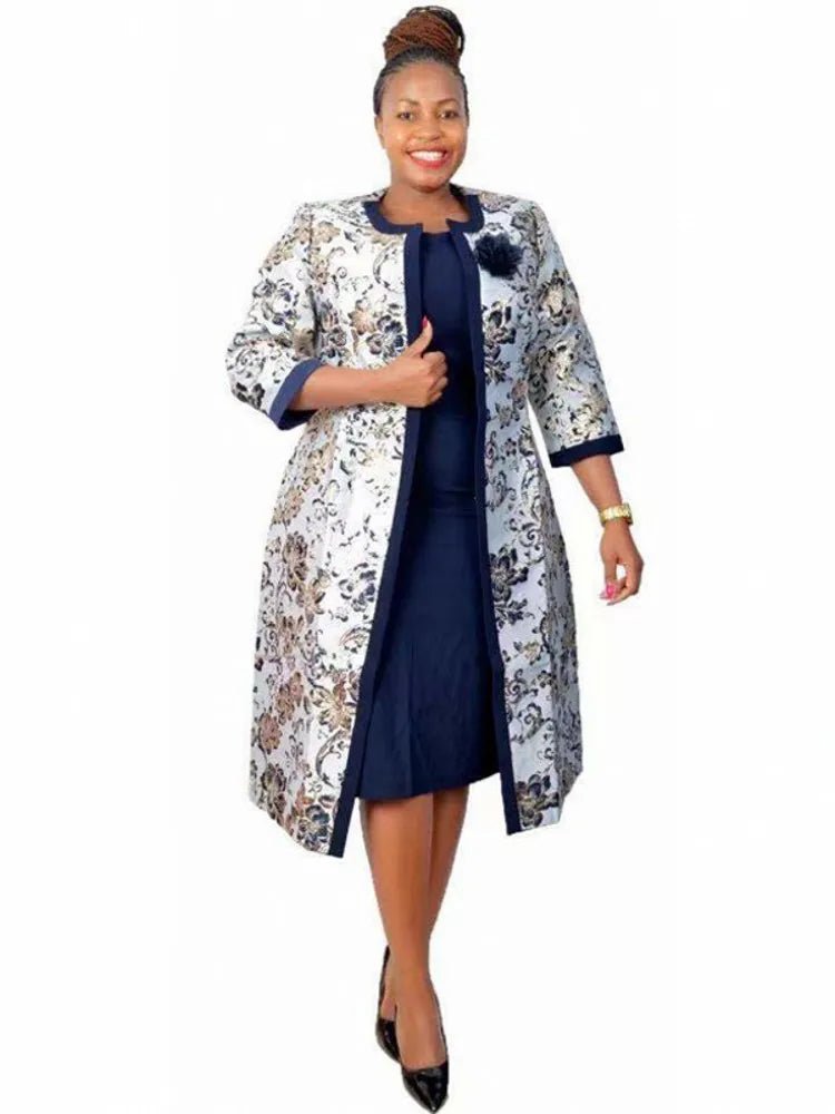 2PC African Dresses For Women Set Flower Print Traditional Dashiki Fashion Robe - Flexi Africa - Flexi Africa offers Free Delivery Worldwide - Vibrant African traditional clothing showcasing bold prints and intricate designs