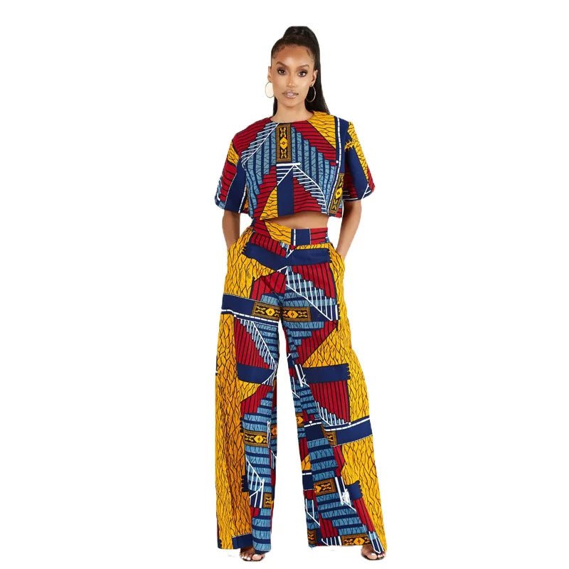 2PC Autumn Sexy African Women Printing Sets Top and Skirt African Suit African Clothes - Flexi Africa - www.flexiafrica.com