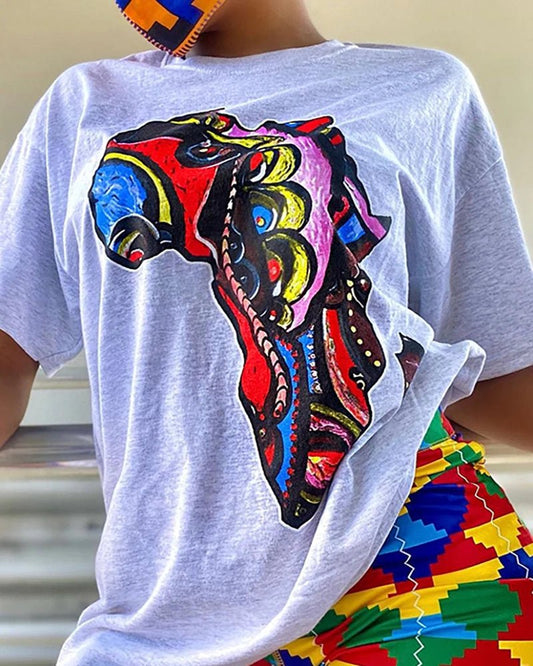 2PC Print Shorts Suits Women Vintage Short Sleeve Shirt And Short Pants Suit Set Casual Outfit - Flexi Africa - FREE POST