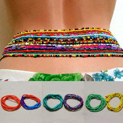 2PC Summer Waist Bead Chains African Belly Beads Colorful Beach Bikini Body Belly Chain Elastic Jewelry - Flexi Africa