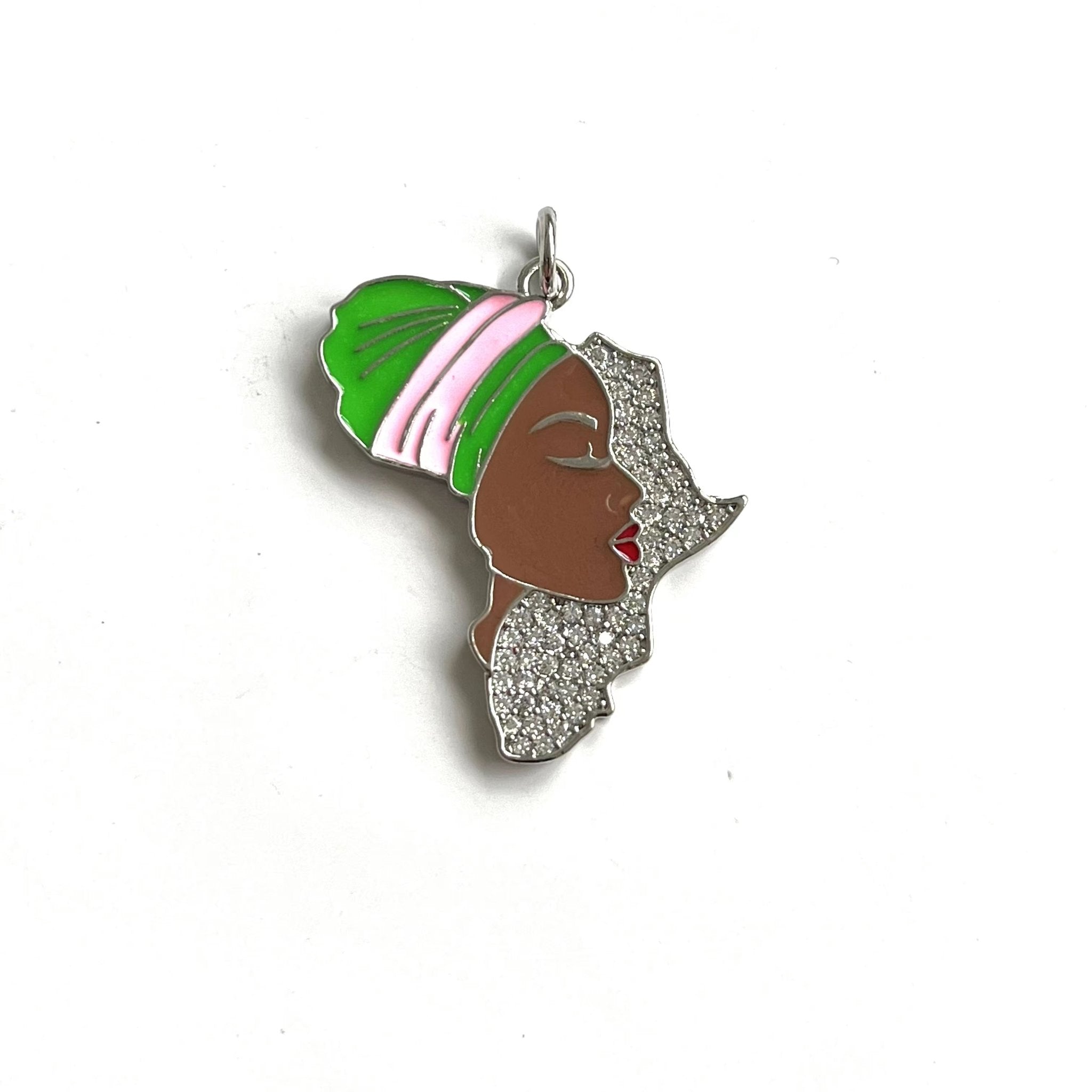 5PCS Africa Map Pendant with Cubic Zirconia Accent - Flexi Africa - Free Delivery Worldwide only at www.flexiafrica.com