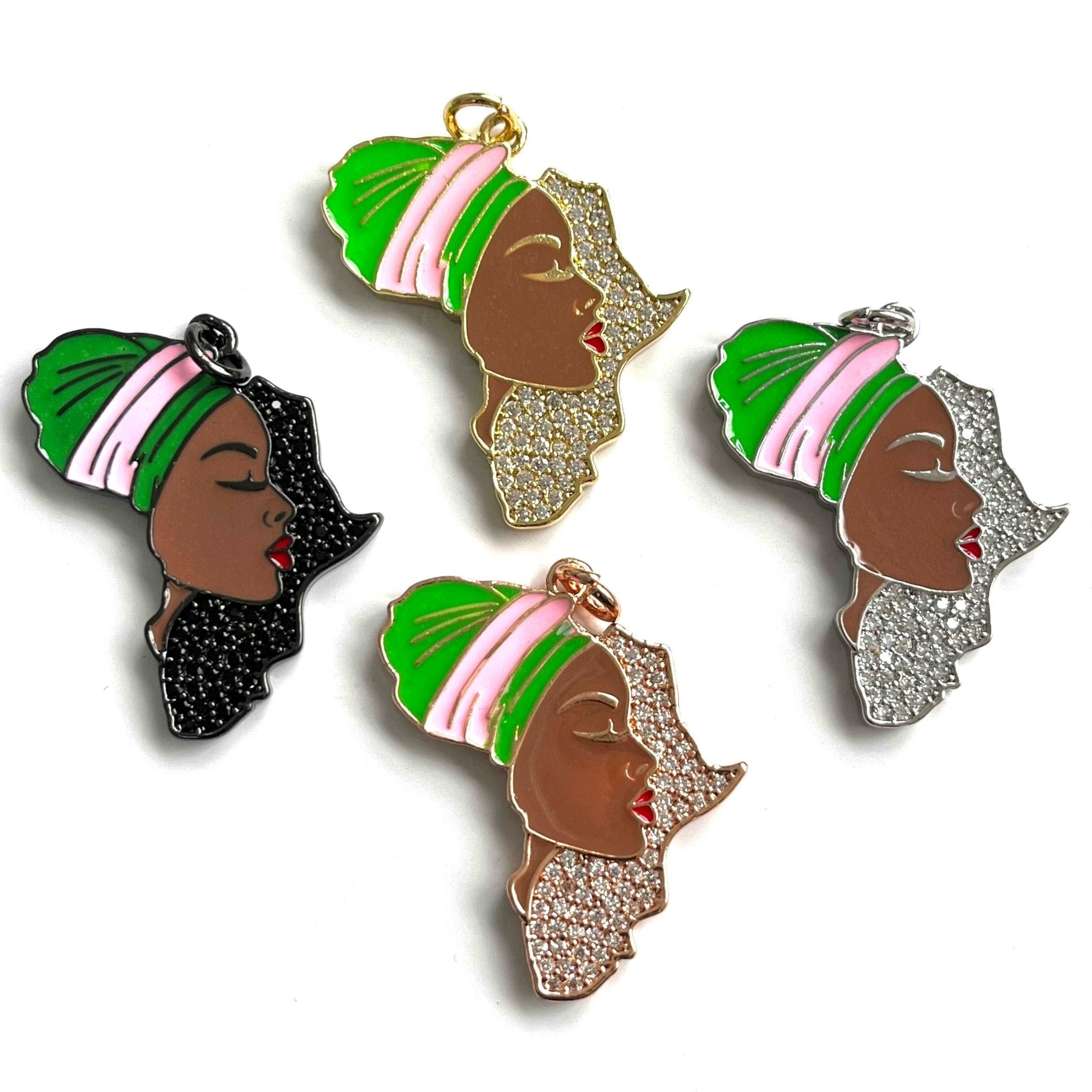 5PCS Africa Map Pendant with Cubic Zirconia Accent - Flexi Africa - Free Delivery Worldwide only at www.flexiafrica.com