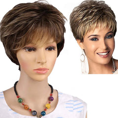 6" Length Amir Synthetic Brown Wig - Short Blonde Wigs with Natural Wave Haircut, Puffy Straight Hair - Free Delivery Worldwide only at Flexi Africa