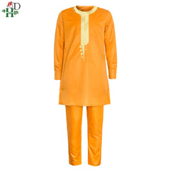 Men’s African Dashiki 2PC Set – Embroidered Shirt & Pants Outfit | Muslim Thobe Style, Hippie Fashion