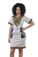 Summer Fashion: African Women's Short Sleeve V-neck Polyester Knee-length Dress - Flexi Africa - Flexi Africa offers Free Delivery Worldwide - Vibrant African traditional clothing showcasing bold prints and intricate designs