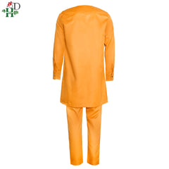 Men’s African Dashiki 2PC Set – Embroidered Shirt & Pants Outfit | Muslim Thobe Style, Hippie Fashion