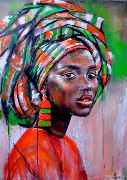 Abstract African Woman Graffiti Art: Canvas Paintings, Posters, and Prints for Unique Wall Decor - Flexi Africa - Flexi Africa offers Free Delivery Worldwide - Vibrant African traditional clothing showcasing bold prints and intricate designs