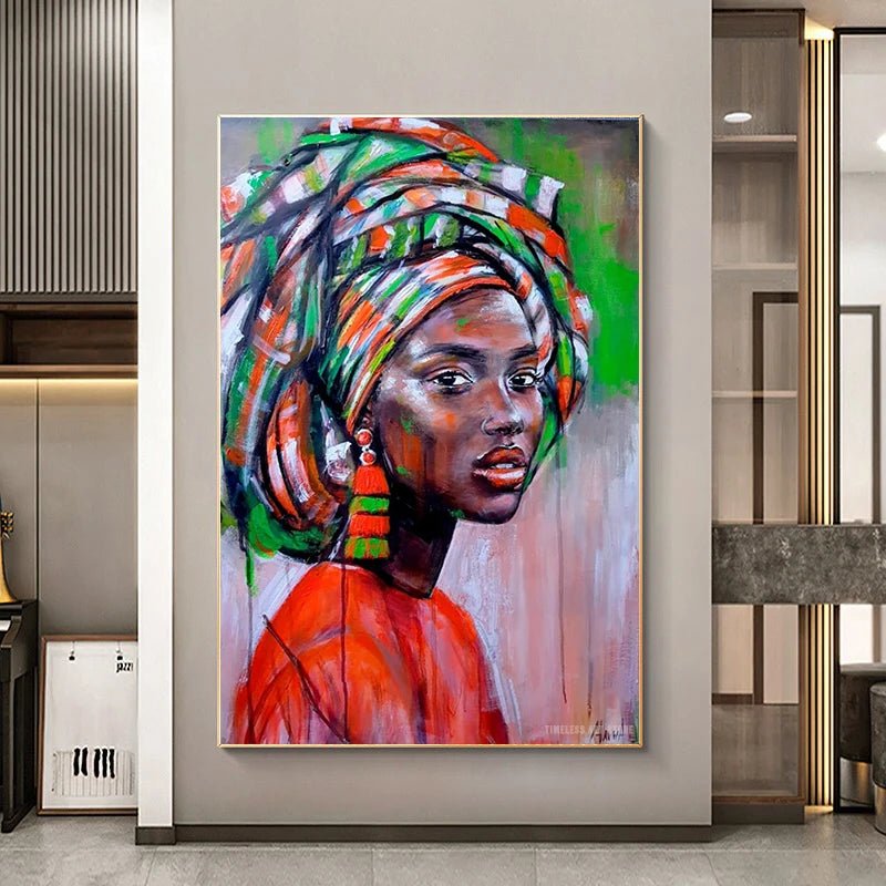 Abstract African Woman Graffiti Art: Canvas Paintings, Posters, and Prints for Unique Wall Decor - Flexi Africa - Flexi Africa offers Free Delivery Worldwide - Vibrant African traditional clothing showcasing bold prints and intricate designs