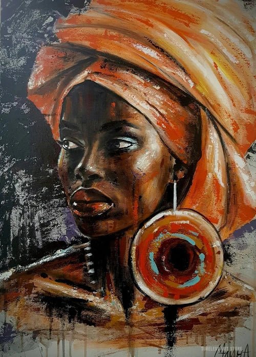 Abstract African Woman Graffiti Art: Canvas Paintings, Posters, and Prints for Unique Wall Decor - Flexi Africa - Flexi Africa offers Free Delivery Worldwide - Vibrant African traditional clothing showcasing bold prints and intricate designs