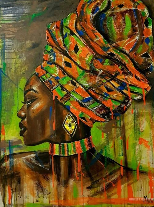 Abstract African Woman Graffiti Art: Canvas Paintings, Posters, and Prints for Unique Wall Decor - Flexi Africa - Flexi Africa offers Free Delivery Worldwide - Vibrant African traditional clothing showcasing bold prints and intricate designs