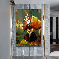 Abstract African Woman Graffiti Art: Canvas Paintings, Posters, and Prints for Unique Wall Decor - Flexi Africa - Flexi Africa offers Free Delivery Worldwide - Vibrant African traditional clothing showcasing bold prints and intricate designs