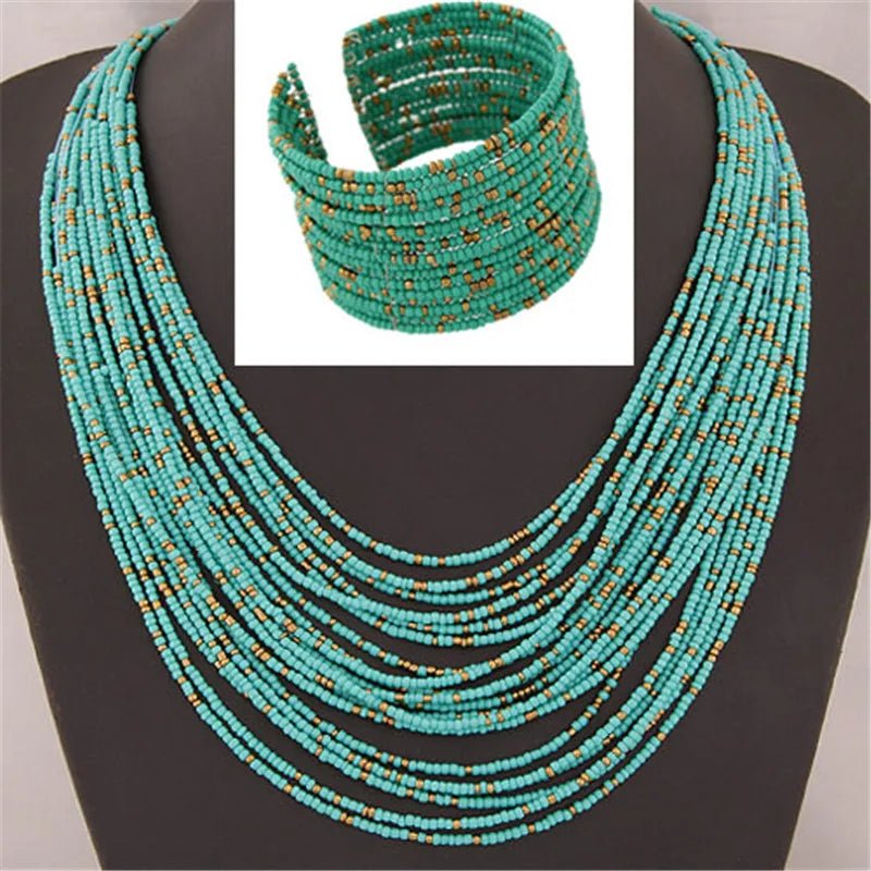 Acrylic Bead Jewelry Sets: Fashionable Necklaces and Bangles for Women - Multicolor Necklace New Jewelry Set - Flexi Africa - Flexi Africa offers Free Delivery Worldwide - Vibrant African traditional clothing showcasing bold prints and intricate designs
