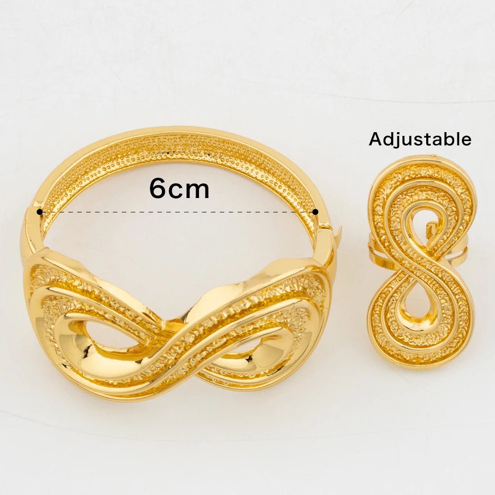 African 18k Gold Plated Hand Jewelry Set: Cuff Bangle and Ring Ensemble for Wedding Brides - Flexi Africa www.flexiafrica.com