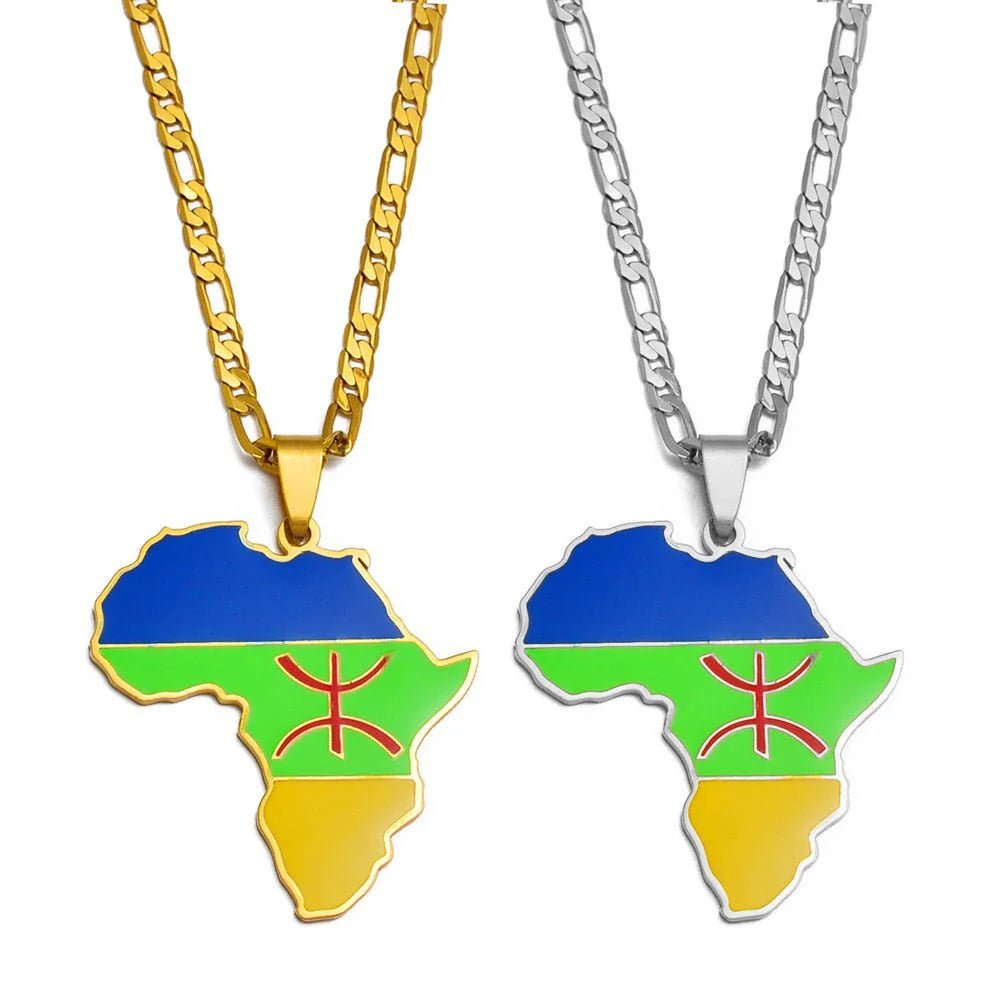 African Berber Pendant Necklaces: Stylish Jewelry Featuring the Africa Map for Women and Men - Free Delivery Worldwide only at Flexi Africa