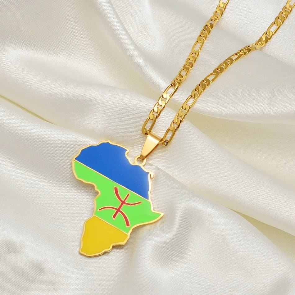 African Berber Pendant Necklaces: Stylish Jewelry Featuring the Africa Map for Women and Men - Free Delivery Worldwide only at Flexi Africa