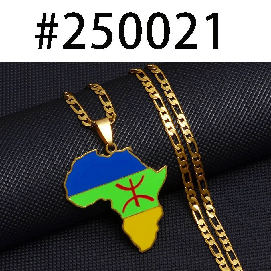 African Berber Pendant Necklaces: Stylish Jewelry Featuring the Africa Map for Women and Men - Free Delivery Worldwide only at Flexi Africa