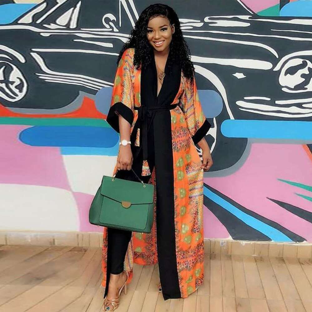 African Clothes Print Jacket Coat Robe with Belt Dashiki Autumn Casual Long Jacket Top - Free Delivery Worldwide only at Flexi Africa