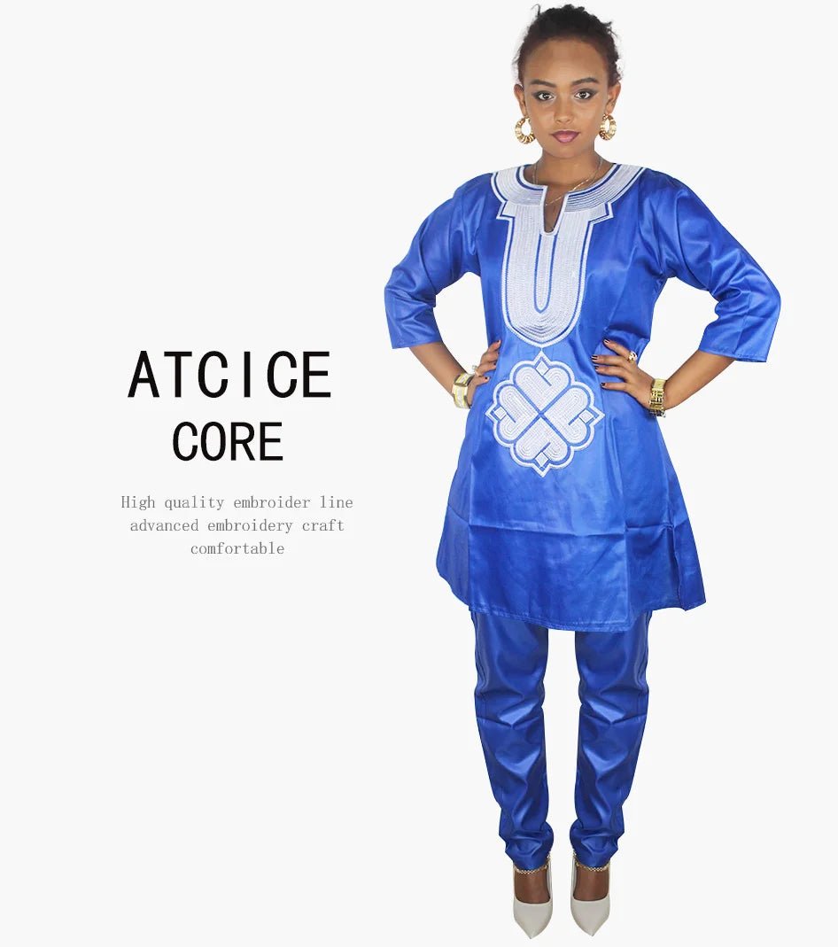 African Dress For Woman Soft Material Emboridery Design Top And Pants - Free Delivery Worldwide only at Flexi Africa