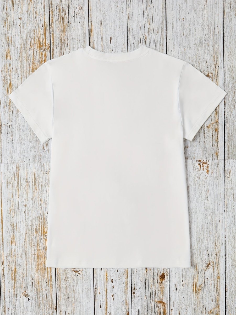 African - Inspired Patterned T-Shirt for Women, 95% Polyester 5% Elastane, Crew Neck Short Sleeve Top, Casual Loose Fit, Summer & Spring Fashion, Black, Spring Fashion Top | Casual Crew Neck | Glossy Fabric - Free Delivery Worldwide only at Flexi Africa