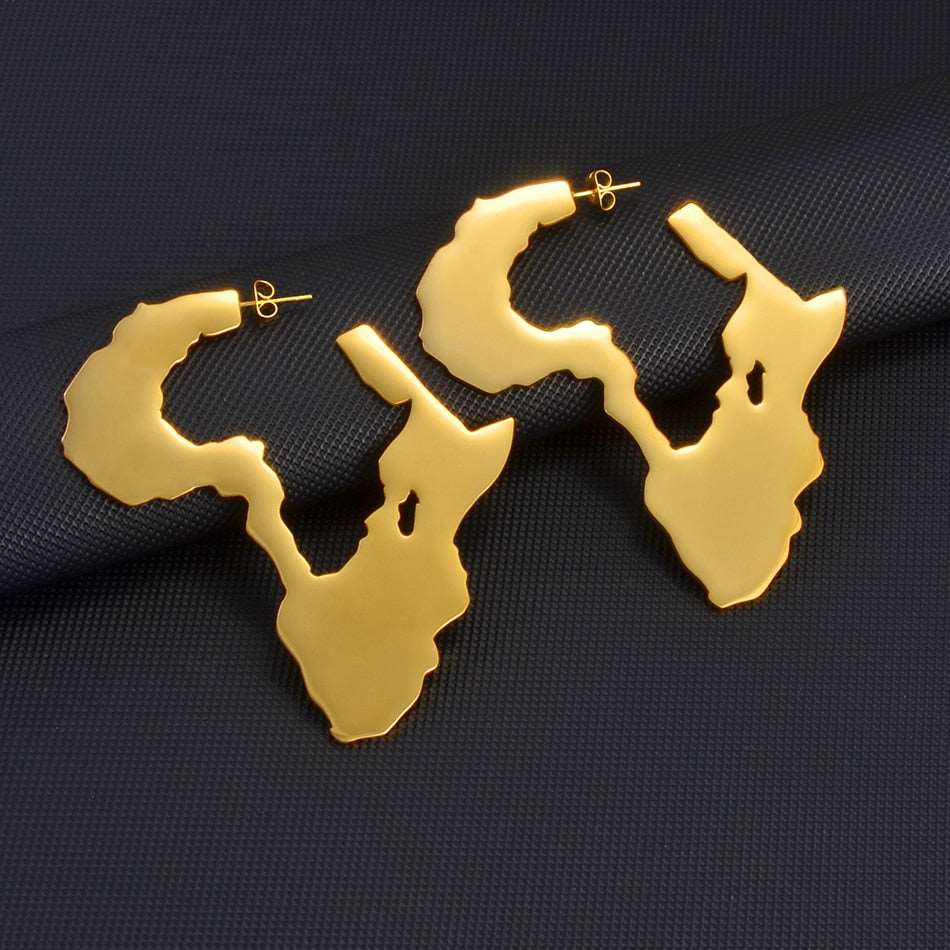 African Map Big Earrings Wedding Stud - Free Delivery Worldwide only at Flexi Africa