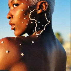 African Map Statement Earrings: Bold, Gold Colored Ornaments Traditional Ethnic Designs - Flexi Africa www.flexiafrica.com