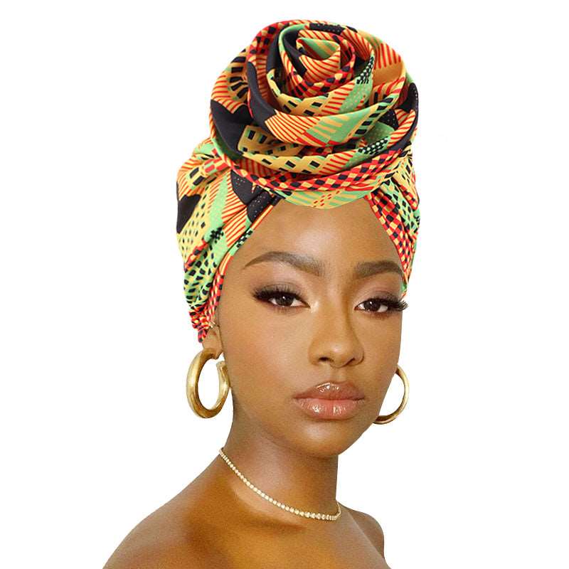 African Print Stretch Bandana Head Wrap Floral Ankara Dashiki Women - Flexi Africa offers Free Delivery Worldwide - Vibrant