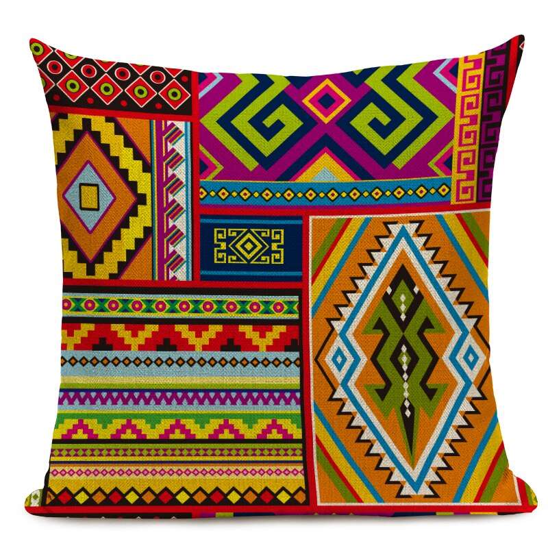 African Style Cushion Cover Tribal Geometric Pattern Decorative Linen Pillow Case Cover for Sofa Home Decor - Flexi Africa