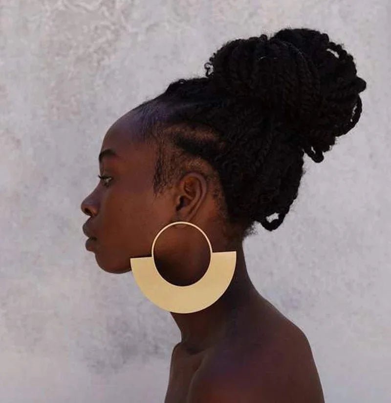 African Women Drop Earrings Gold Color Big Metal Dangle Statement Earring Fashion Party Wedding Jewelry Accessories Gift - Flexi Africa - Flexi Africa offers Free Delivery Worldwide - Vibrant African traditional clothing showcasing bold prints and intricate designs