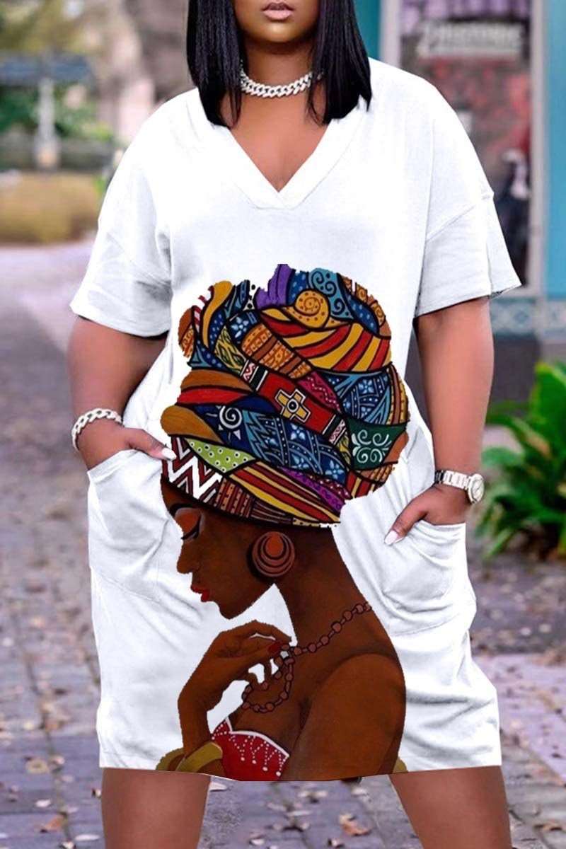 African Women's Short Sleeve Dress - Flexi Africa - Flexi Africa offers Free Delivery Worldwide - Vibrant African traditional clothing showcasing bold prints and intricate designs