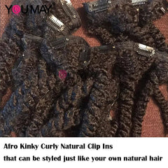 Afro Kinky Curly Clip In Human Hair Extensions 100% Hair Human Natural Black Clip Ins Afro Bundle - Flexi Africa - Flexi Africa offers Free Delivery Worldwide - Vibrant African traditional clothing showcasing bold prints and intricate designs