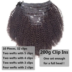 Afro Kinky Curly Clip In Human Hair Extensions 100% Hair Human Natural Black Clip Ins Afro Bundle Flexi Africa Free Delivery