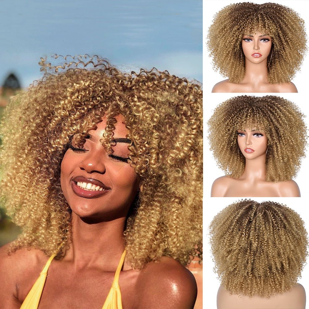 Afro Kinky Wig 14" with Bangs for Black Women - Perfect for Cosplay and Natural Hair Looks - Free Delivery Worldwide only at Flexi Africa