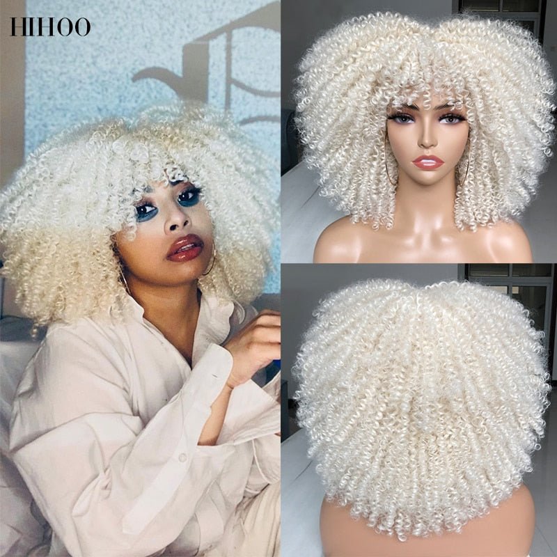 Afro Kinky Wig 14" with Bangs for Black Women - Perfect for Cosplay and Natural Hair Looks - Free Delivery Worldwide only at Flexi Africa