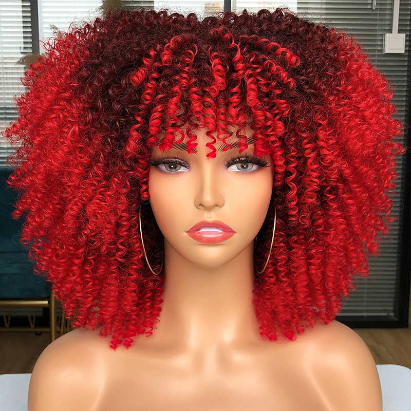 Afro Kinky Wig 14" with Bangs for Black Women - Perfect for Cosplay and Natural Hair Looks - Free Delivery Worldwide only at Flexi Africa