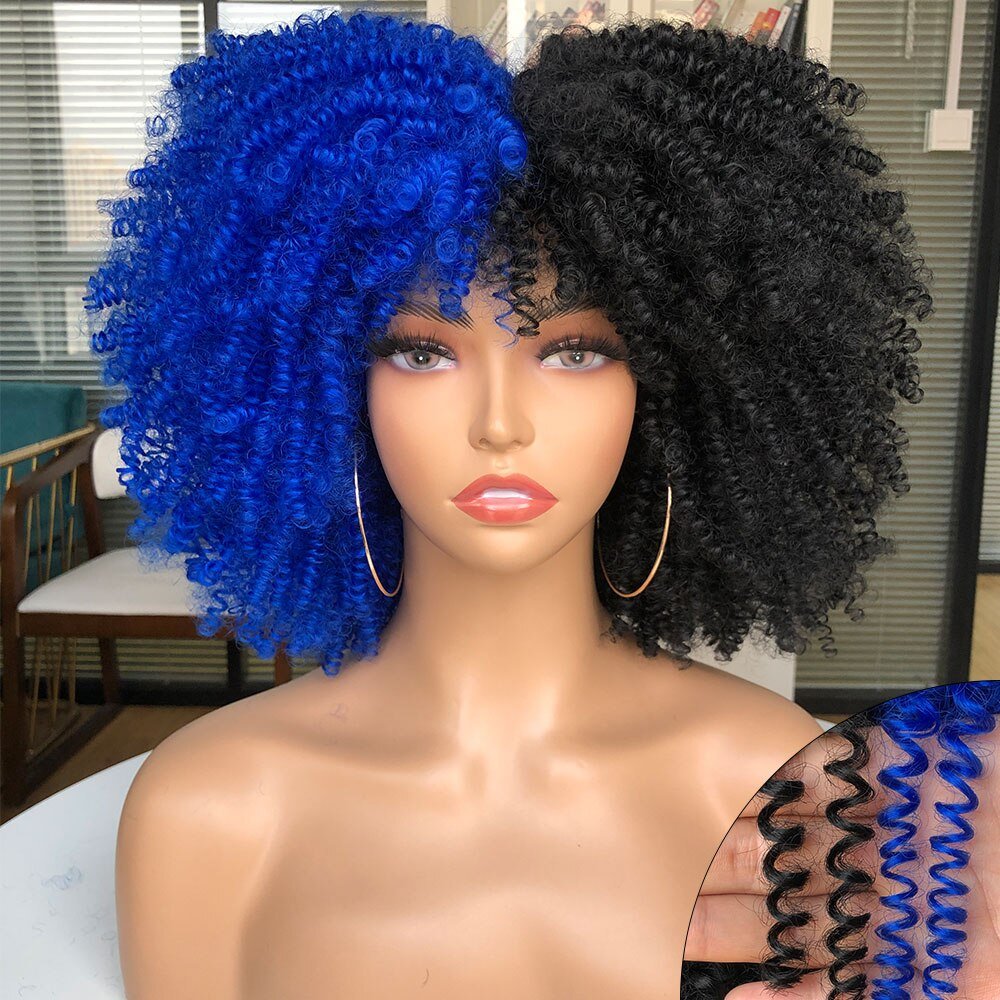 Afro Kinky Wig 14" with Bangs for Black Women - Perfect for Cosplay and Natural Hair Looks - Free Delivery Worldwide only at Flexi Africa