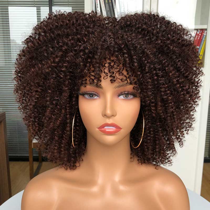 Afro Kinky Wig 14" with Bangs for Black Women - Perfect for Cosplay and Natural Hair Looks - Free Delivery Worldwide only at Flexi Africa