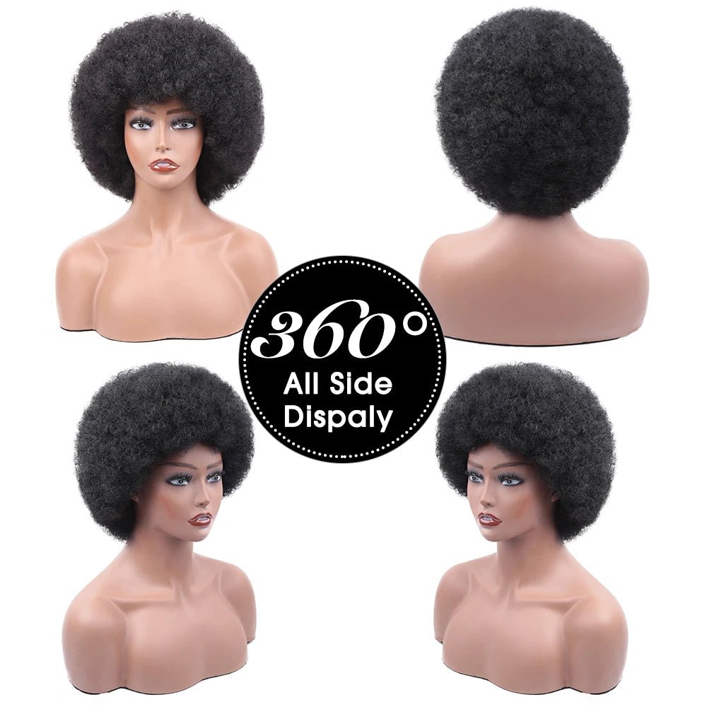 Amir Afro Wig Short Kinky Curly Wig With Bangs Black Natural Ombre Synthetic Hair For Women Party Dance Female Bob Wigs - Free Delivery Worldwide only at Flexi Africa