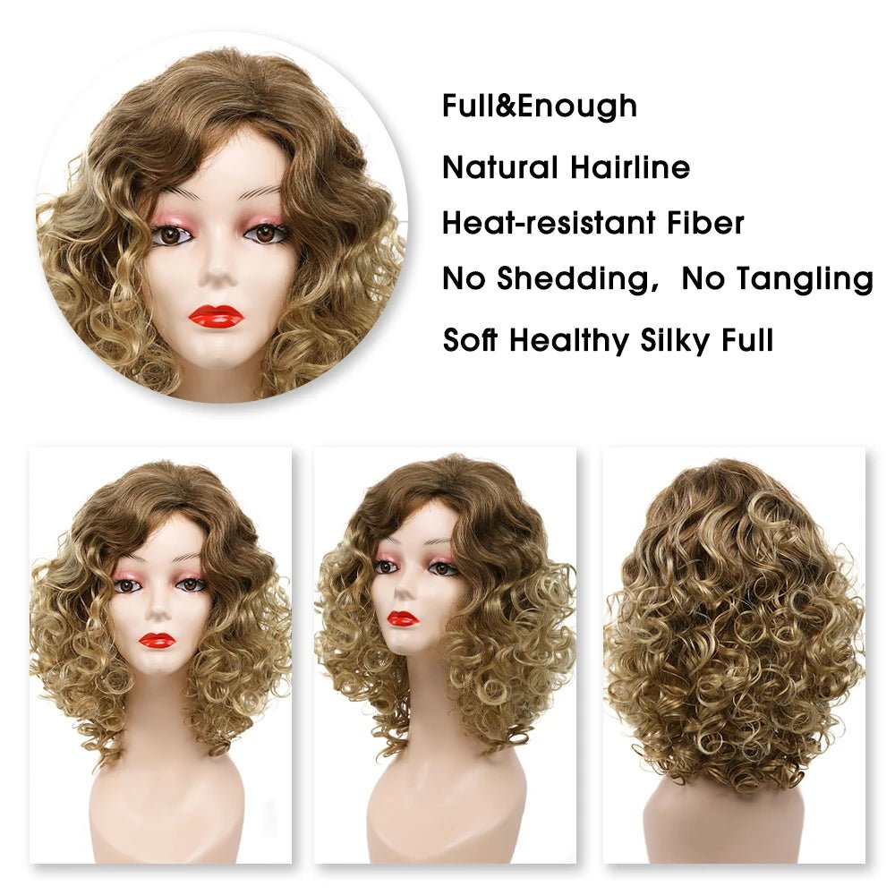 Amir Synthetic Wig Afro Curly Hair Wigs Brown Short Kinky Curly Fluffy Blond Wigs - Free Delivery Worldwide only at Flexi Africa