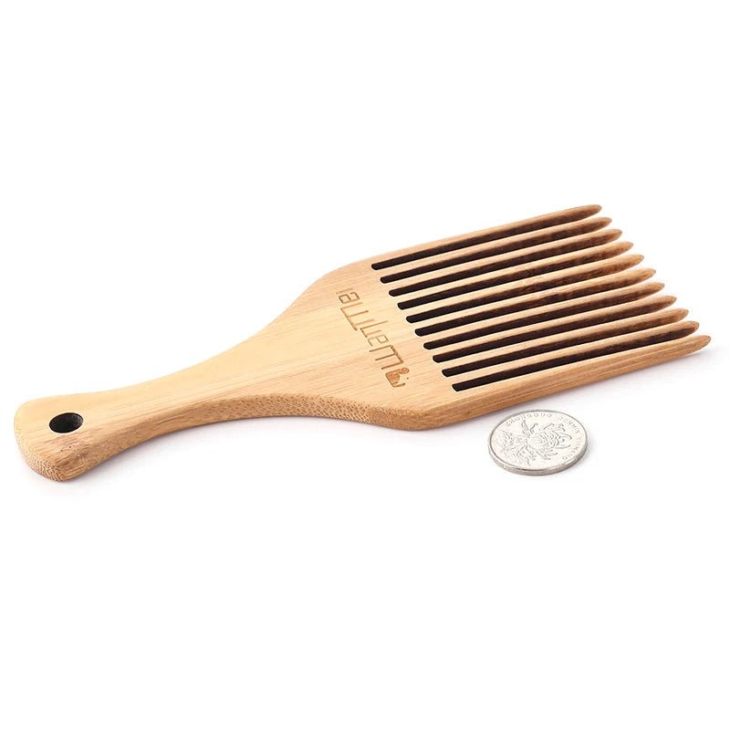 Anti-Static Natural Bamboo Hair Pick Comb - Long Tooth Detangling and Scalp Massage for Afro Hair Styling - Flexi Africa