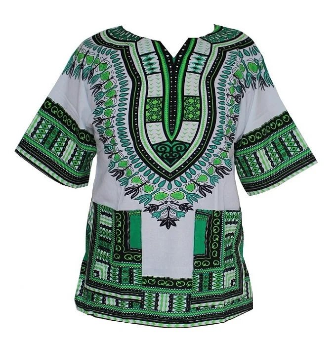 Authentic African Dashiki T-shirt: Traditional Print in 100% Cotton - Flexi Africa - Flexi Africa offers Free Delivery Worldwide - Vibrant African traditional clothing showcasing bold prints and intricate designs