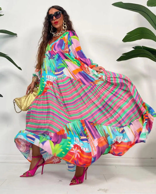 Autumn New African Dresses For Women Vetement Femme Dashiki Abaya Print Maxi Dress Africa Clothes Dashiki Ankara Dresses - Free Delivery Worldwide only at Flexi Africa