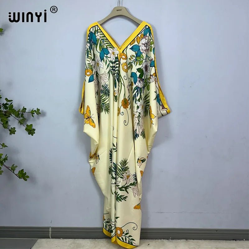 Bohemian Print Maxi Kaftan: Stylish Summer Abaya Dress for Women - Flexi Africa - Free Delivery Worldwide only at www.flexiafrica.com