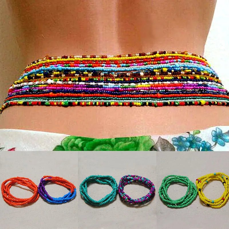 Boho Colorful Beach Bikini Jewelry: Summer Waist Beads Chain for African Belly Beads - Flexi Africa - Flexi Africa offers Free Delivery Worldwide - Vibrant African traditional clothing showcasing bold prints and intricate designs