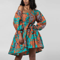 Chic Dashiki: Off-Shoulder Mini Dress with Tribal Flair – Elevate Your African Fashion -  Flexi Africa offers Free Delivery