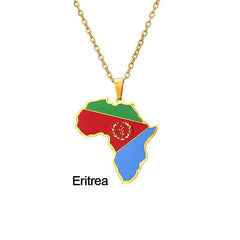 Continent Chic: African Map Geometric Pendant Necklace in Stainless Steel - Free Delivery Worldwide only at Flexi Africa