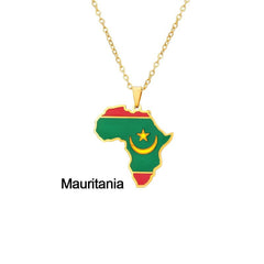 Continent Chic: African Map Geometric Pendant Necklace in Stainless Steel - Flexi Africa - Free Delivery Worldwide